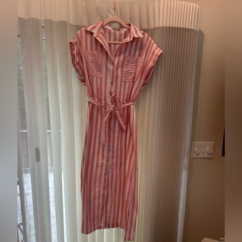 Molly Bracken Pink and White Striped Dress